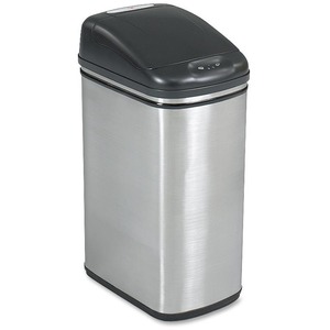 Safco Hands Free Receptacle - Rectangular - 27" Height x 10.5" Width x 14.5" Depth - Steel, Polyethylene - Stainless Steel