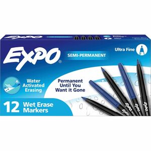 Sanford Vis-à-Vis Wet Erase Overhead Transparency Marker - Blue Ink - White Barrel - 1 Dozen
