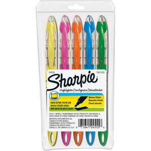 Sanford Accent Pen Style Liquid Highlighter - Chisel Marker Point Style - Yellow Ink, Pink Ink, Orange Ink, Green Ink, Blue Ink, Purple Ink - 5 / Set