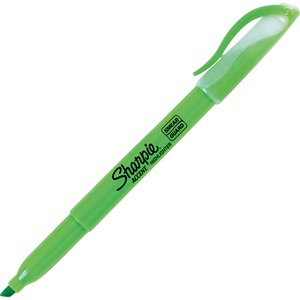Sharpie Accent Pocket Highlighter - Marker Point Style: Chisel - Ink Color: Fluorescent Green - Barrel Color: Green - 12 / Dozen