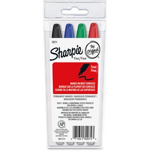 Sharpie Permanent Sharpie Fine Point Marker - Assorted Ink - 4 / Set