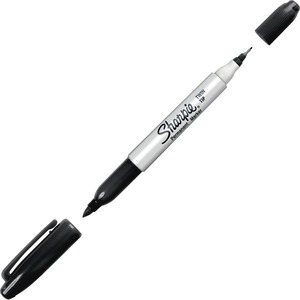 Sanford Sharpie Twin-Tip Marker - Black Ink - 1 Each
