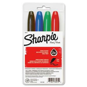 Sharpie Super Permanent Marker - Black Ink, Red Ink, Blue Ink, Green Ink - Assorted Barrel - 4 / Set