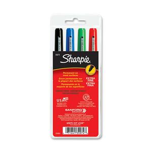 Sharpie Extra-Fine Permanent Markers - Point Marker Point Style - Black Ink, Red Ink, Blue Ink, Green Ink - 4 / Set