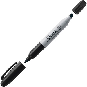 Sanford Super Sharpie Twin Tip Markers - Chisel Marker Point Style - Black Ink - 1 Each