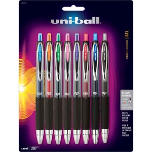 Uni-Ball Signo 207 Gel Pen - 0.7 mm Pen Point Size - Assorted Barrel - 8 / Set