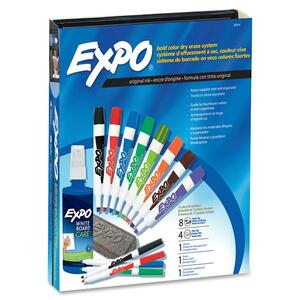 Sanford Expo Compact Dry Erase Marker Kit - Chisel Marker Point Style - Black Ink, Blue Ink, Red Ink, Green Ink, Yellow Ink, Orange Ink, Brown Ink, Purple Ink - 1 Each