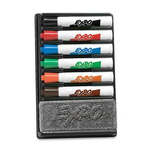 Sanford Expo Dry-Erase Organizer With Eraser - Chisel Marker Point Style - Black Ink, Red Ink, Blue Ink, Green Ink, Orange Ink, Green Ink - 6 / Set