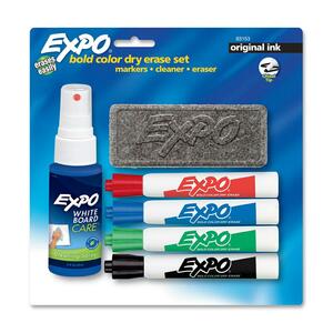 Expo Dry Erase Marker Kit - Chisel Marker Point Style - Black Ink, Red Ink, Blue Ink, Green Ink - 1 Set
