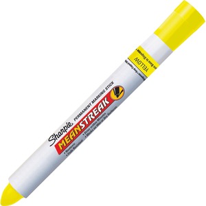 Sanford Mean Streak Permanent Marking Stick - Bullet Marker Point Style - Yellow Ink - 1 Each