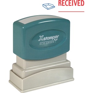 Shachihata Xstamper Pre-Inked RECEIVED Message Stamp - 0.5" x 1.62" - Red, Blue