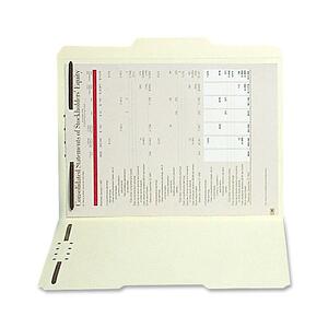 SJ Paper Manila Reinforced Folder with Fasteners - Legal - 8.5" x 14" - 1/3 Tab Cut - 2 Fastener - 2" Capacity - 50 / Box - 11pt. - Manila