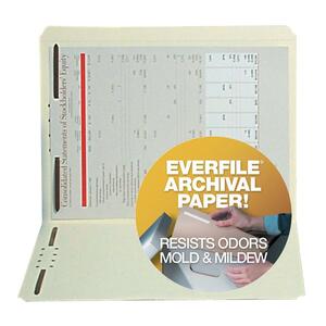 SJ Paper Archival File Folder with Fasteners - Letter - 8.5" x 11" - Straight Tab Cut - 2 Fastener - 2" Capacity - 50 / Box - Manila