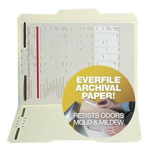 SJ Paper Monarch Archival File Folder with Fasteners - Letter - 8.5" x 11" - 1/3 Tab Cut - 2 Fastener - 2" Capacity - 50 / Box - Manila