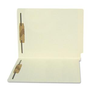 SJ Paper Water Resistant End-Tab Folders with Fasteners - Letter - 8.5" x 11" - Straight Tab Cut - 2 Fastener - 2" Capacity - 50 / Box - 11pt. - Manila