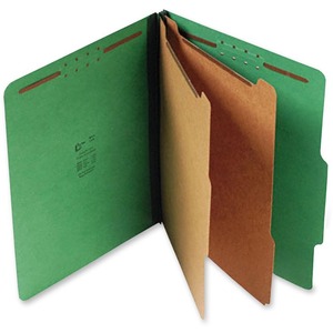 SJ Paper Standard Classification Folder - Letter - 8.5" x 11" - 2 Divider - 6 Fastener - 2" Capacity - 15 / Box - 25pt. - Green