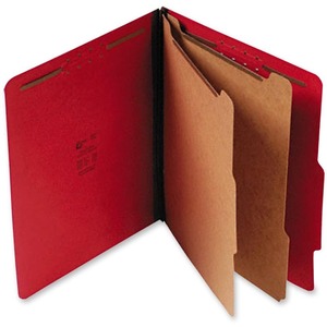 SJ Paper Standard Classification Folder - Letter - 8.5" x 11" - 2 Divider - 6 Fastener - 2" Capacity - 15 / Box - 25pt. - Red