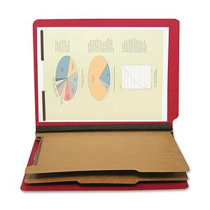 SJ Paper Six Section Classification Folder - Letter - 8.5" x 11" - 2 Divider - 2.25" Expansion - 2" Capacity - 1 Each - 25pt. - Red
