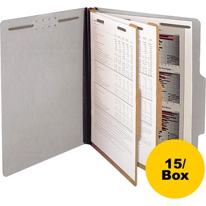 SJ Paper Classification Folder - Letter - 8.5" x 11" - 3 Divider - 4.25" Expansion - 8 Fastener - 2" Capacity - 15 / Box - 25pt. - Gray