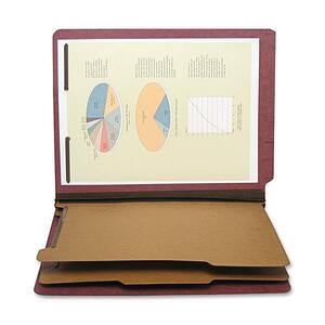 SJ Paper Six Section Classification Folder - Letter - 8.5" x 11" - 2 Divider - 2.25" Expansion - 2" Capacity - 1 Each - 25pt. - Red