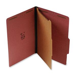 SJ Paper Classification Folder - Letter - 8.5" x 11" - 1 Divider - 4 Fastener - 2" Capacity - 20 / Box - 25pt. - Red