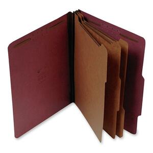 SJ Paper Classification Folder - Legal - 8.5" x 14" - 3 Divider - 3" Expansion - 8 Fastener - 2" Capacity - 10 / Box - 25pt. - Red