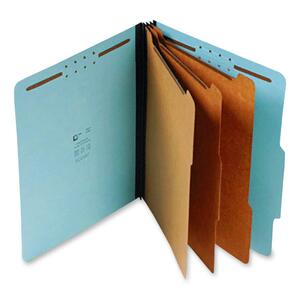 SJ Paper Classification Folder - Legal - 8.5" x 14" - 3 Divider - 8 Fastener - 2" Capacity - 10 / Box - 25pt. - Blue