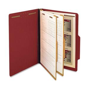 SJ Paper Recycled 2-Dividers Classification Folder - Legal - 8.5" x 14" - 2 Divider - 6 Fastener - 2" Capacity - 15 / Box - 25pt. - Red