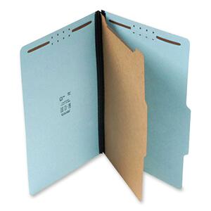SJ Paper Classification Folder - Legal - 8.5" x 14" - 1 Divider - 1.5" Expansion - 4 Fastener - 2" Capacity - 20 / Box - 25pt. - Blue