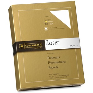 Southworth Fine Laser Paper - Letter - 8.5" x 11" - 20lb - Smooth - 500 x Sheet - White