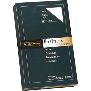 Southworth Fine Business Paper - Legal - 8.5" x 14" - 20lb - Wove - 500 x Sheet - White