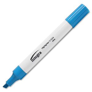Integra Chisel Tip Highlighter - Chisel Marker Point Style - Blue Ink - White Barrel - 12 / Dozen
