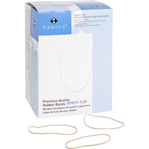 Sparco Pure Rubber Bands - Size: 19 - 3.5" Length x 0.06" Width x 0.03" Thickness - Biodegradable, Sustainable - 1700 / Box - Natural
