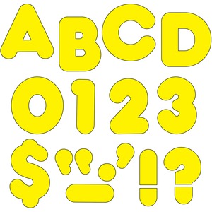 Trend Ready Letters Casual Style - 50 Capital Letter, 10 Punctuation Marks - 4" - Paper - Yellow