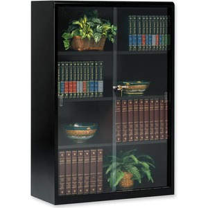 Tennsco Heavy-guage Steel Bookcase With Glass Doors - x 52" - Steel - 4 x Shelf(ves) - Glass Door - Black