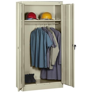 Tennsco Heavy-gauge Steel Wardrobe Cabinet - 36" x 18" x 72" - Steel - Security Lock - Putty