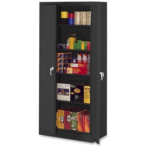 Tennsco Full-Height Deluxe Storage Cabinet - 36" x 18" x 78" - Steel - Security Lock, Leveling Glide - Black