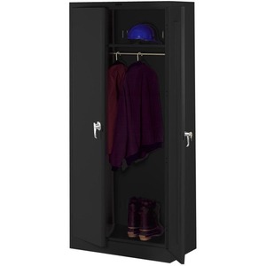 Tennsco Full-Height Deluxe Wardrobe Cabinet - 36" x 18" x 78" - Steel - Security Lock, Leveling Glide - Black