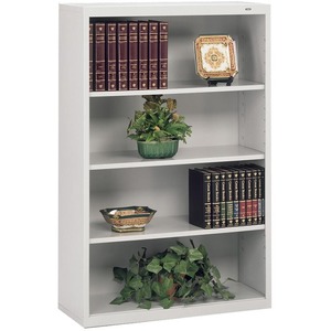 Tennsco Welded Bookcase - 34.5" x 13.5" x 52" - Steel - 4 x Shelf(ves) - Light Gray