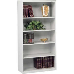 Tennsco Welded Bookcase - 34.5" x 13.5" x 66" - Steel - 5 x Shelf(ves) - Light Gray
