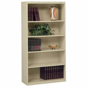 Tennsco Welded Bookcase - 34.5" x 13.5" x 66" - Steel - 5 x Shelf(ves) - Sand