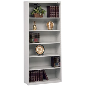 Tennsco Welded Bookcase - 34.5" x 13.5" x 78" - Steel - 6 x Shelf(ves) - Light Gray
