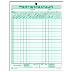 Tops Weekly Expense Envelope Form - 8.5" x 11" Sheet Size - White - 20 / Pack