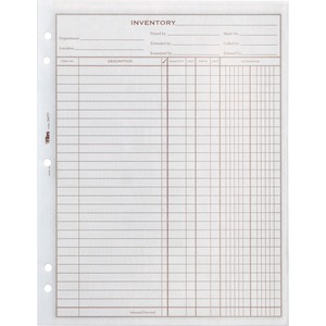 Tops Easy Use Inventory Sheet - 100 Sheet(s) - 1 Part - 11" x 8.5" Sheet Size - White - 2 / Pack
