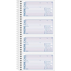 Tops Spiral Carbonless While You Were Out Book - Spiral Bound - 2 Part - Carbonless - 11" x 5.5" Sheet Size - Assorted - 1Each