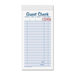 Tops Guest Check Book - 1 Part - 5.5" x 3.37" Sheet Size - Green - 10 / Pack