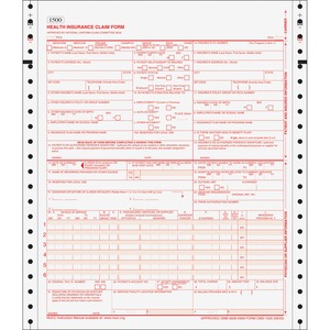 Tops HCFA Claim Forms Without Sensor Bar - 2 Part - Carbonless - 11" x 8.5" Sheet Size - White