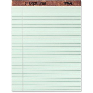 Tops Perforated Traditional Grade Writing Pad - 50 Sheet(s) - 16lb - Legal/Narrow Ruled - Letter 8.5" x 11" - 12 / Dozen - Green