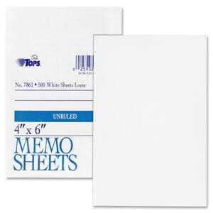 Tops White Bond Memo Sheets - 500 Sheet(s) - 4" x 6" - 500 / Pack - White