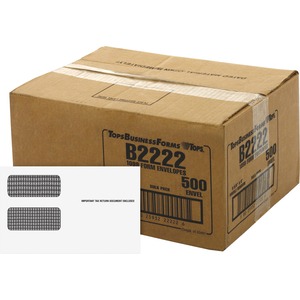 Tops 1099 Form Double Window Envelope - #24 (9" x 5.62") - 24lb - 500 / Carton - White